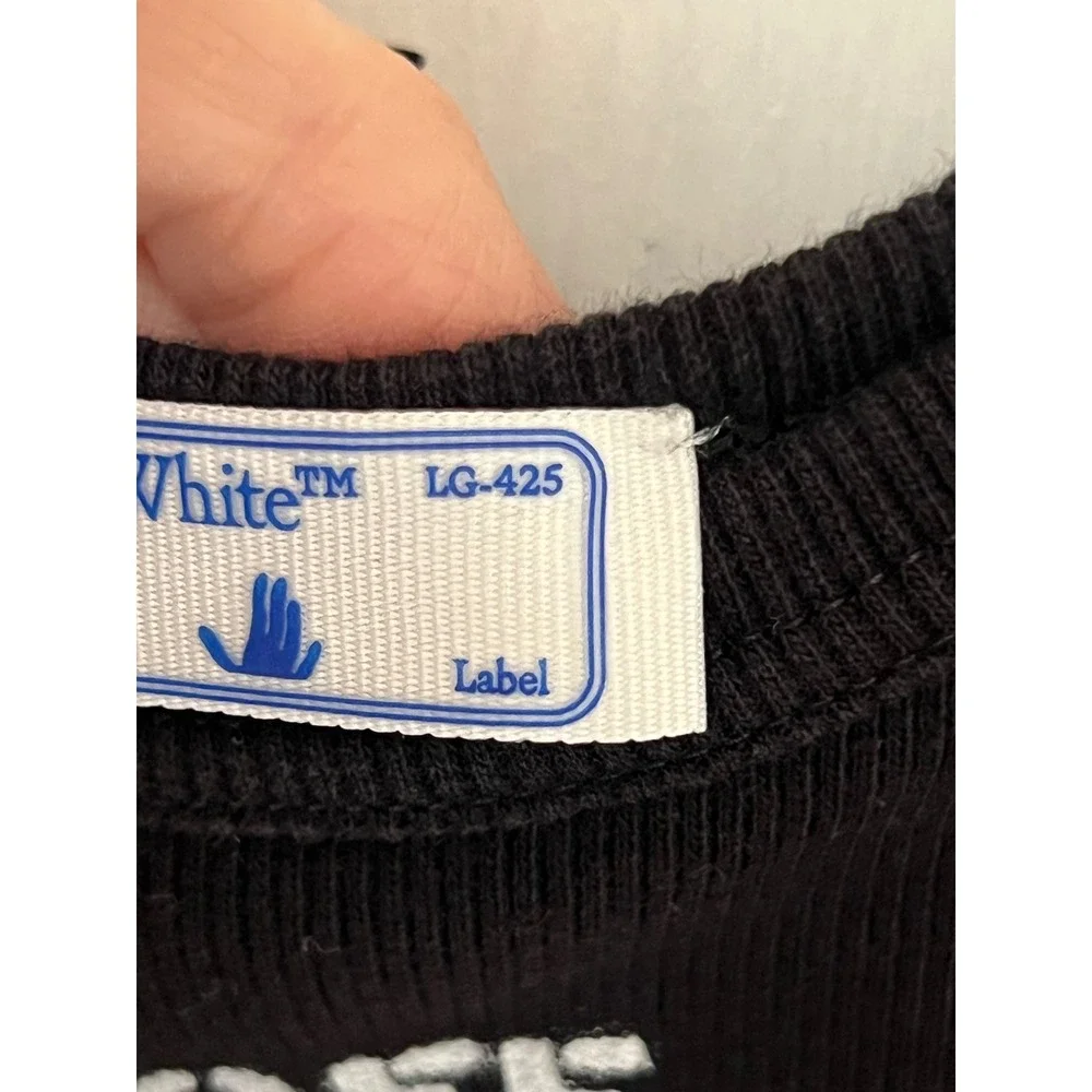 OFF WHITE Ribbed Black Tank Bodysuit Size Large LG 425 Label.     Ii - Picture 6 of 7